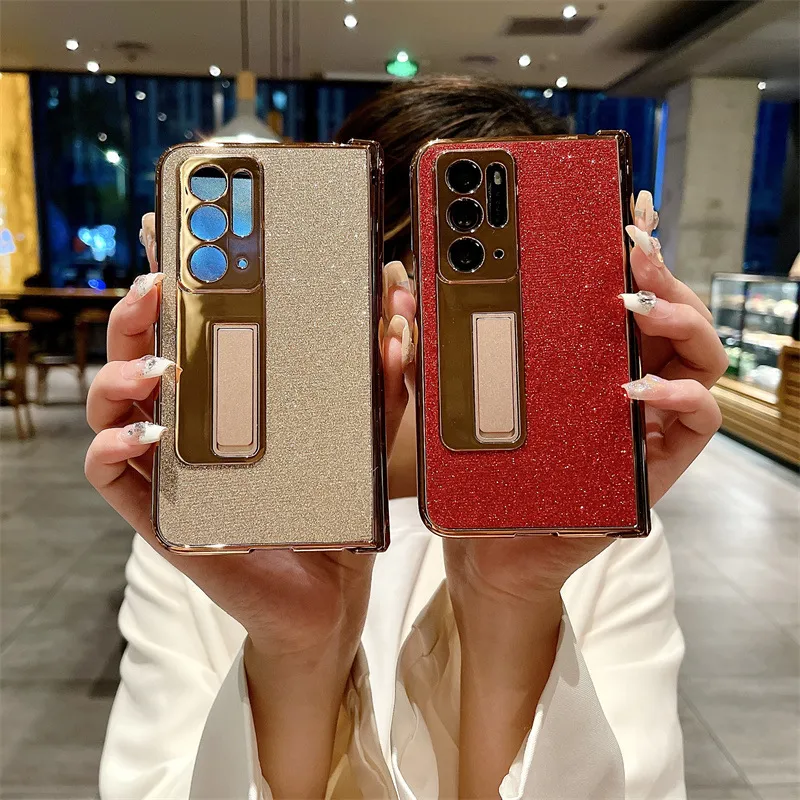 Compatible with OPPO Find N phone case, foldable screen protector, integrated glitter stand, drop-proof protective case