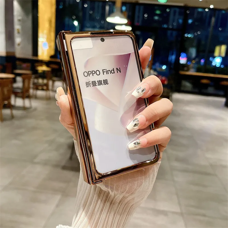Compatible with OPPO Find N phone case, foldable screen protector, integrated glitter stand, drop-proof protective case