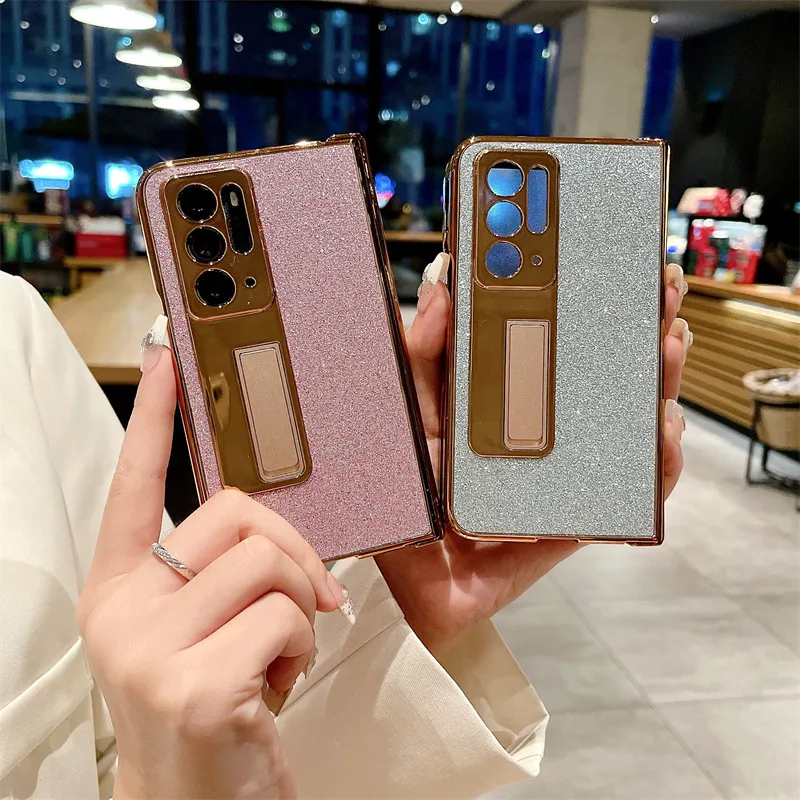 Compatible with OPPO Find N phone case, foldable screen protector, integrated glitter stand, drop-proof protective case