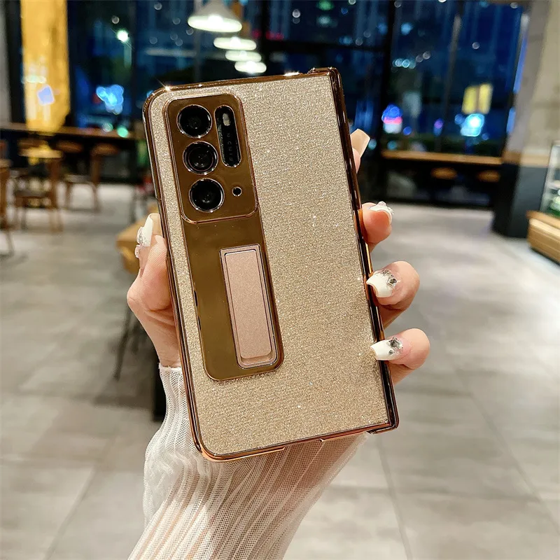 Compatible with OPPO Find N phone case, foldable screen protector, integrated glitter stand, drop-proof protective case
