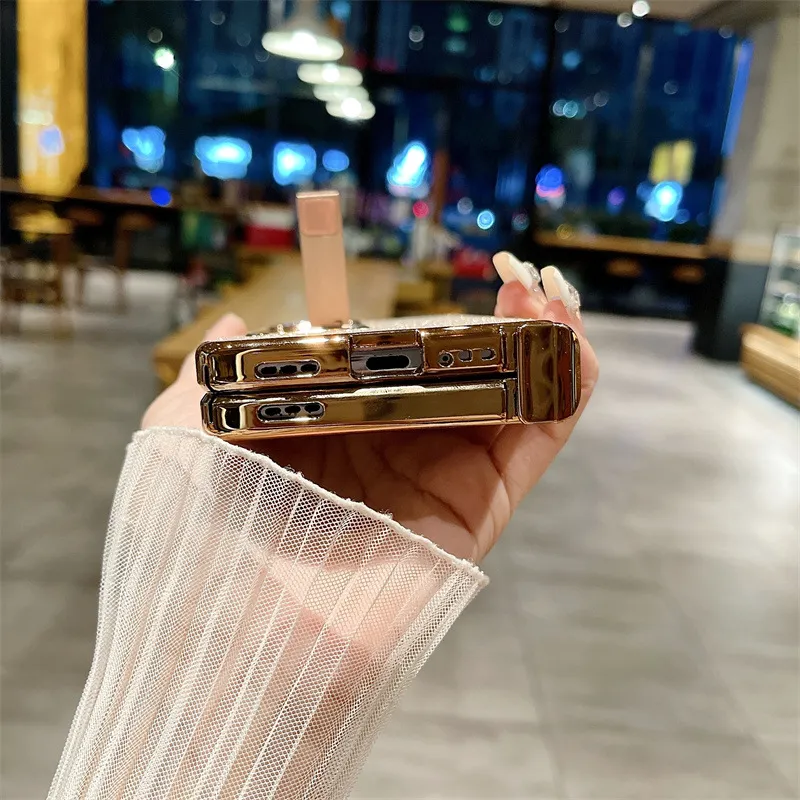 Compatible with OPPO Find N phone case, foldable screen protector, integrated glitter stand, drop-proof protective case