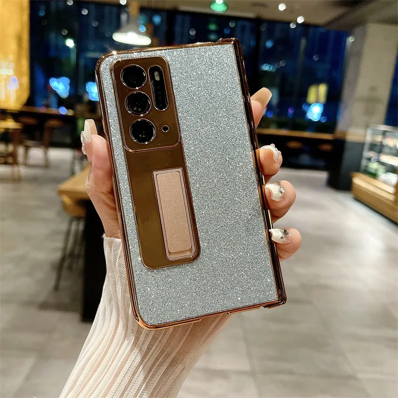 Compatible with OPPO Find N phone case, foldable screen protector, integrated glitter stand, drop-proof protective case