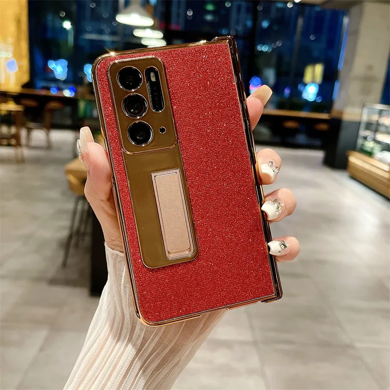 Compatible with OPPO Find N phone case, foldable screen protector, integrated glitter stand, drop-proof protective case