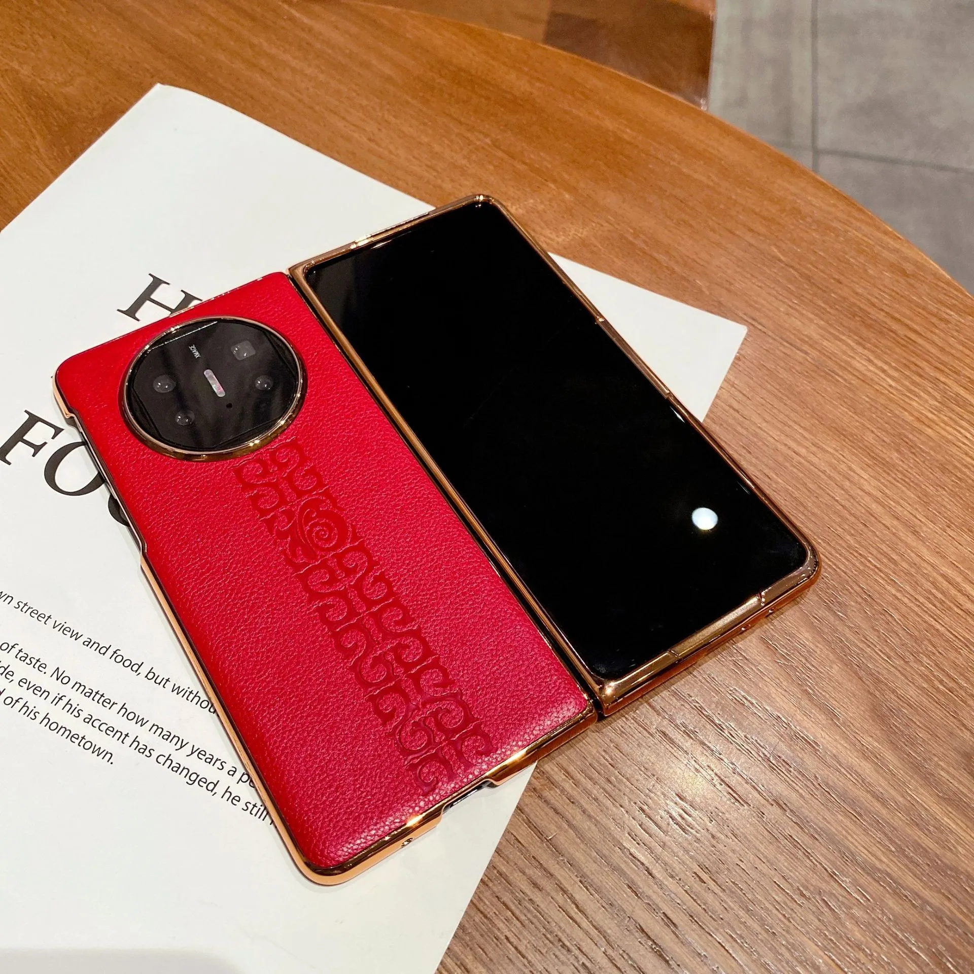 Compatible with Huawei Mate X5 phone case, MATE X3 foldable screen light luxury electroplated vegan leather drop-proof protective case