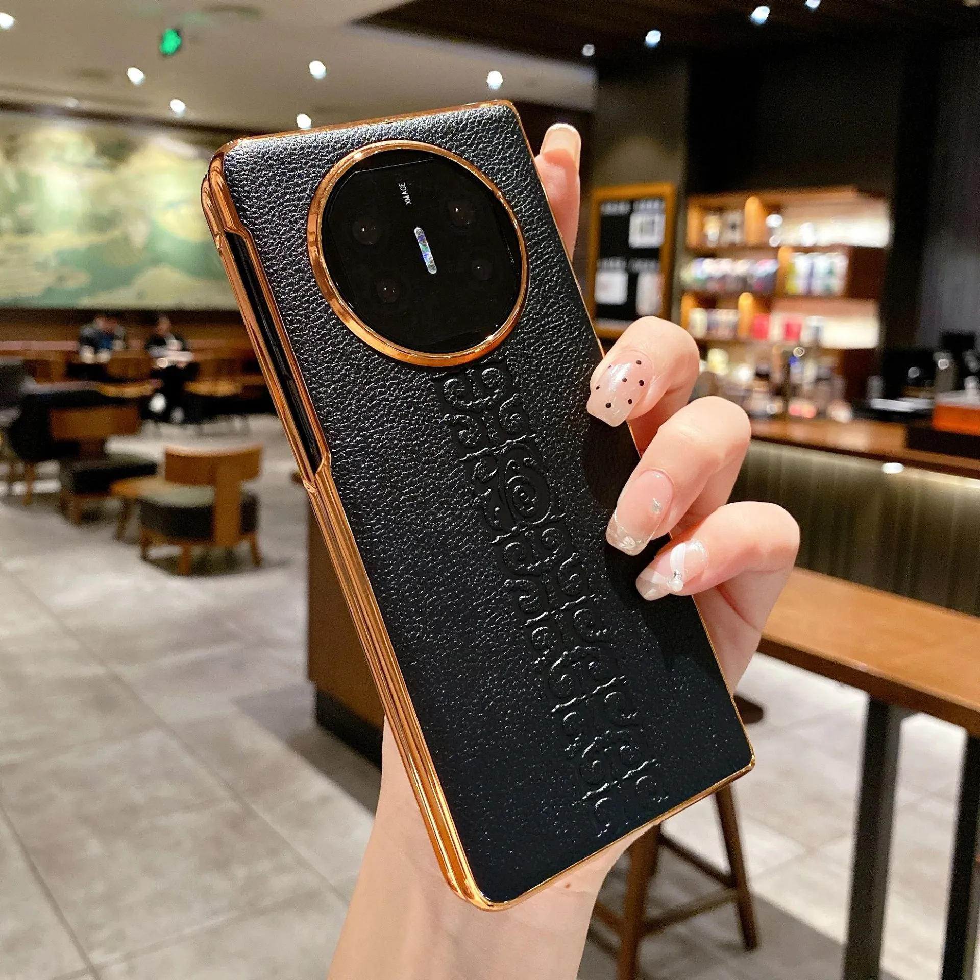 Compatible with Huawei Mate X5 phone case, MATE X3 foldable screen light luxury electroplated vegan leather drop-proof protective case