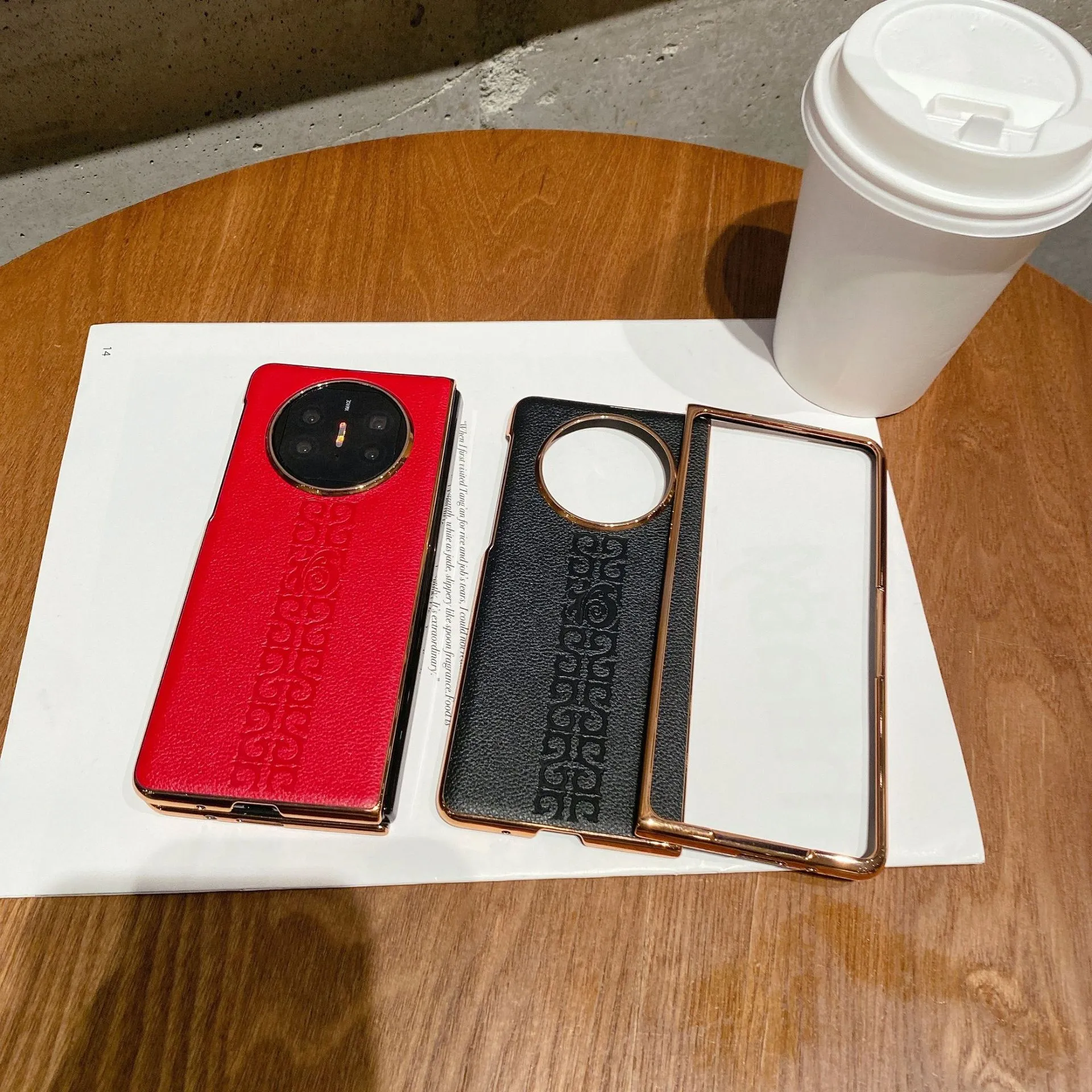 Compatible with Huawei Mate X5 phone case, MATE X3 foldable screen light luxury electroplated vegan leather drop-proof protective case