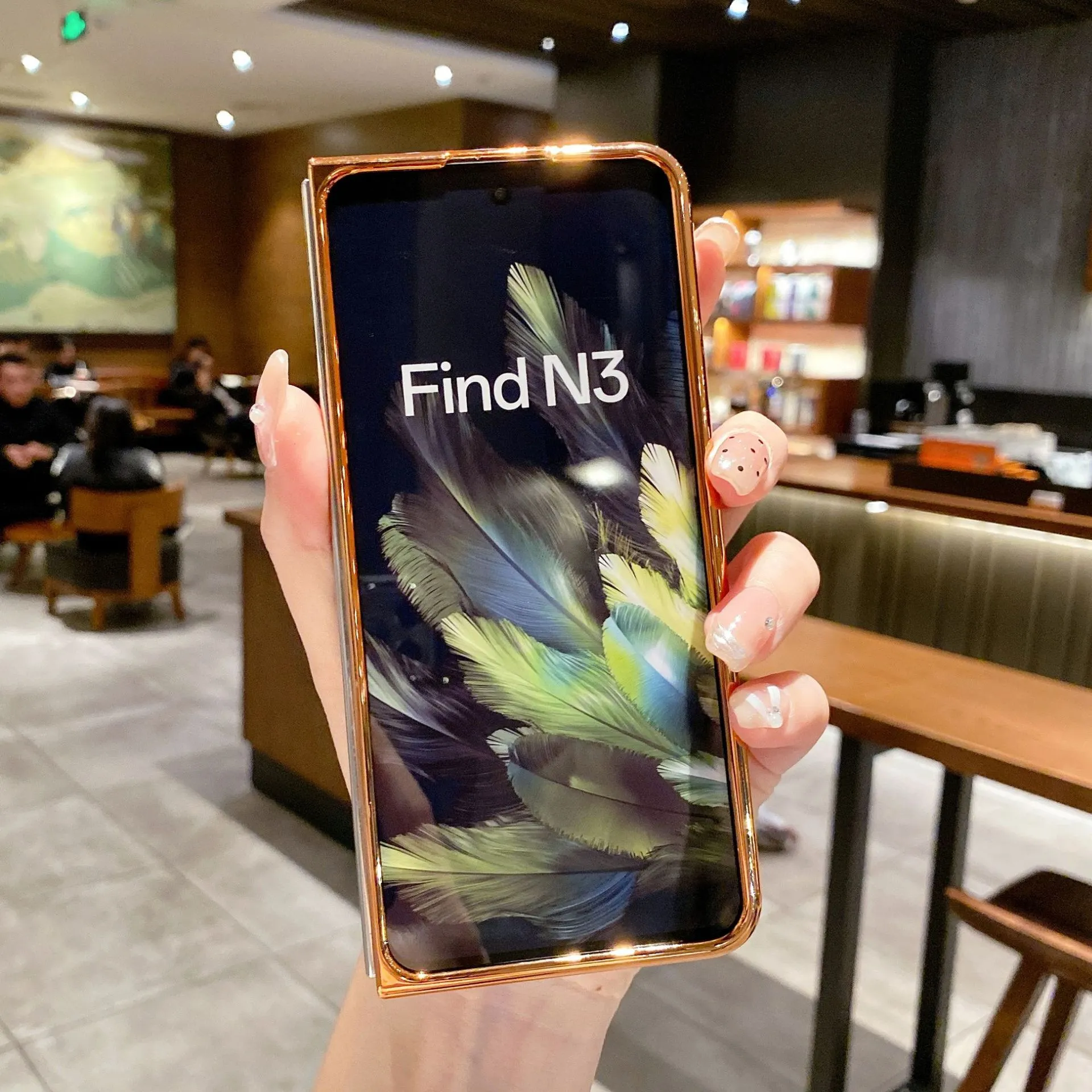 Compatible with OPPO Find N3 foldable phone case, FINDN3 vegan leather case with "Fu" character, ultra-thin and shockproof.