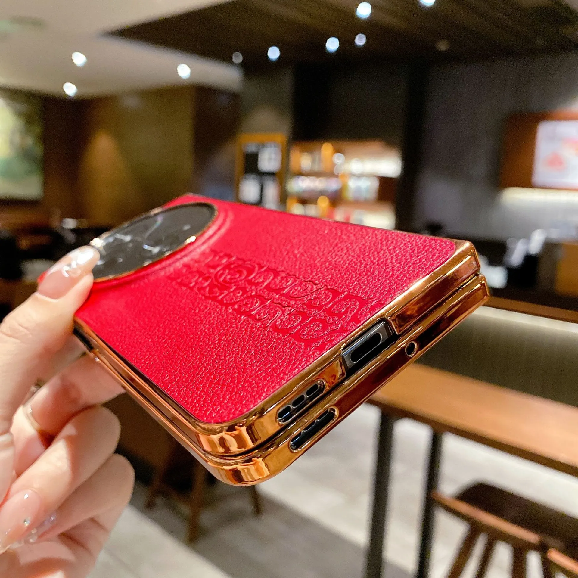Compatible with OPPO Find N3 foldable phone case, FINDN3 vegan leather case with "Fu" character, ultra-thin and shockproof.