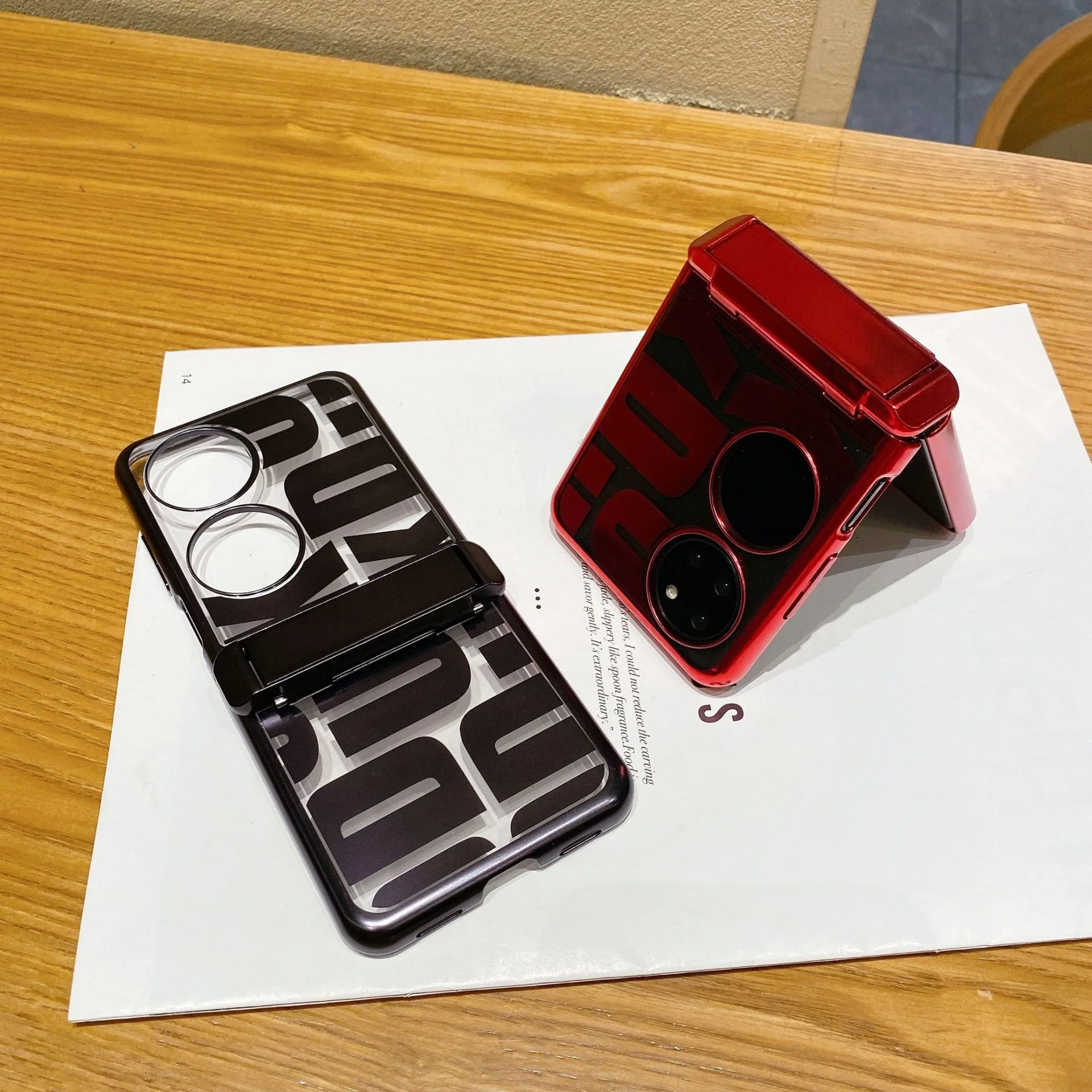 Compatible with Huawei P50 Pocket phone case, P50 foldable screen trendy stand hinge full-coverage drop-proof protective leather case