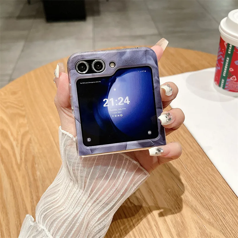 Compatible with Samsung Flip 5 phone case, FLIP4 foldable screen, light luxury solid color, simple and thin, drop-proof protective case