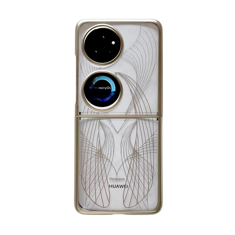 Compatible Huawei Pocket 2 phone case with P50 foldable screen, electroplated phantom art pattern, full-coverage drop-proof protective leather case.