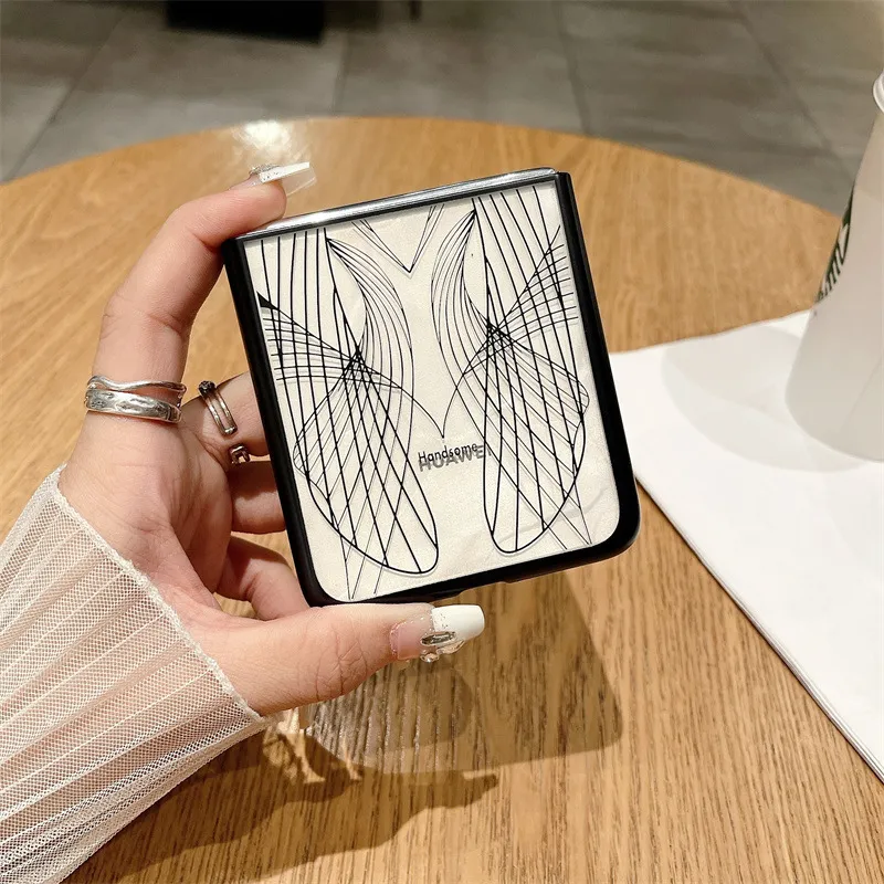 Compatible Huawei Pocket 2 phone case with P50 foldable screen, electroplated phantom art pattern, full-coverage drop-proof protective leather case.