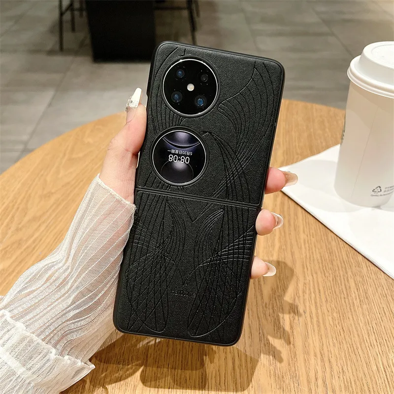 Huawei Pocket 2 Phone Case, P50 Treasure Box Foldable Screen Protective Leather Case, Vegan Leather Art Texture, 5G Drop Protection
