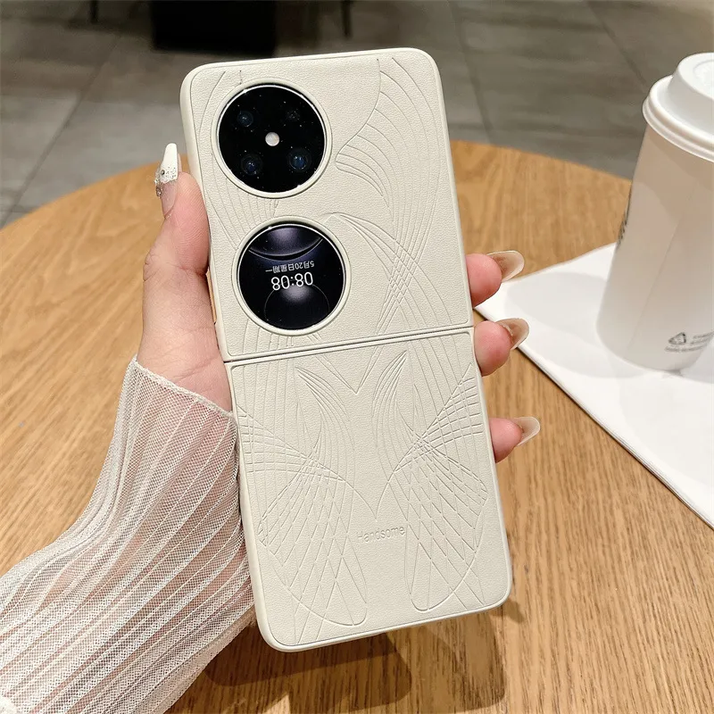 Huawei Pocket 2 Phone Case, P50 Treasure Box Foldable Screen Protective Leather Case, Vegan Leather Art Texture, 5G Drop Protection