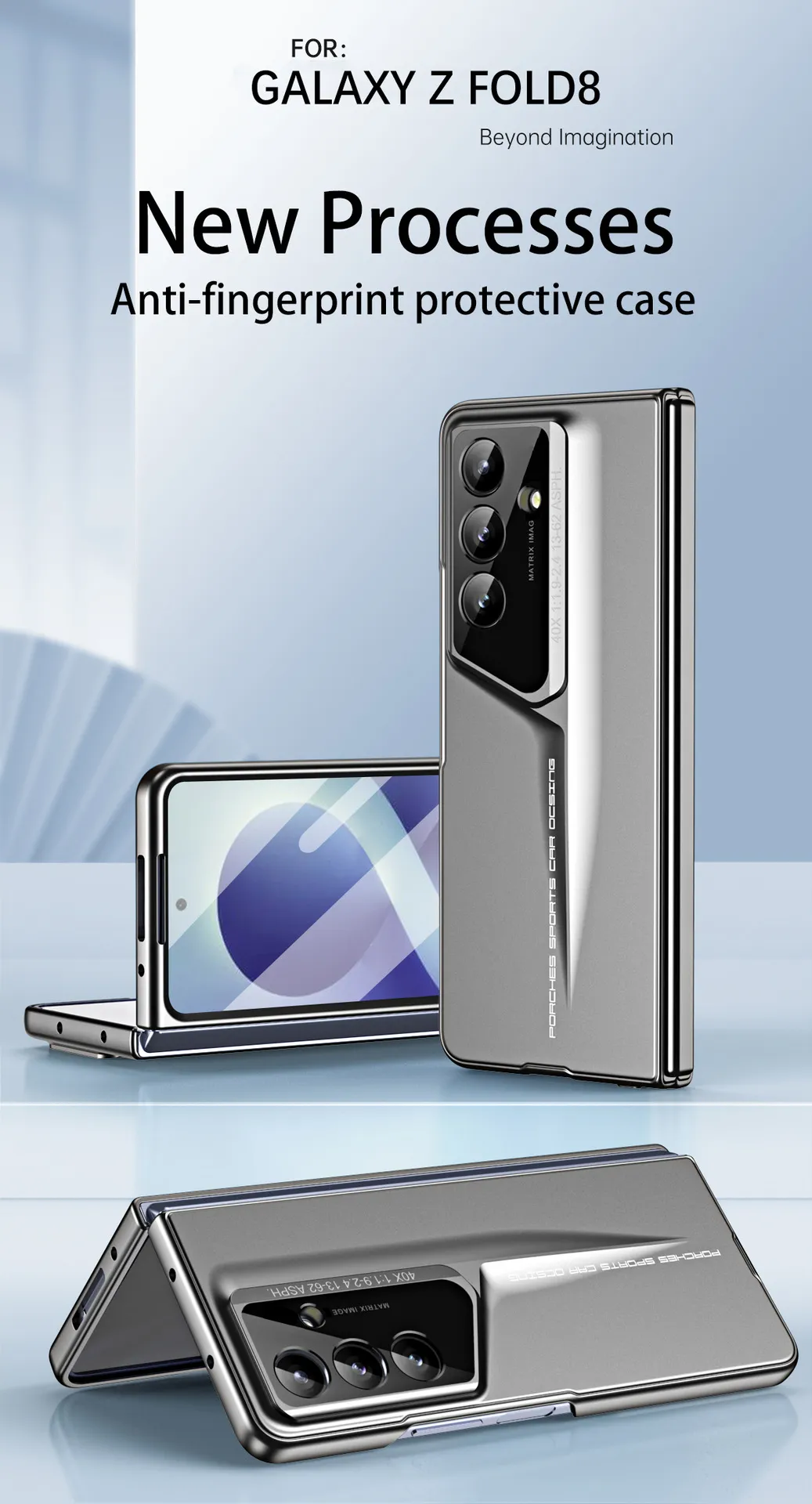 Compatible with Samsung Zfold 8 Ultra phone case, FOLD8 foldable screen protector, Porsche design, integrated shockproof case