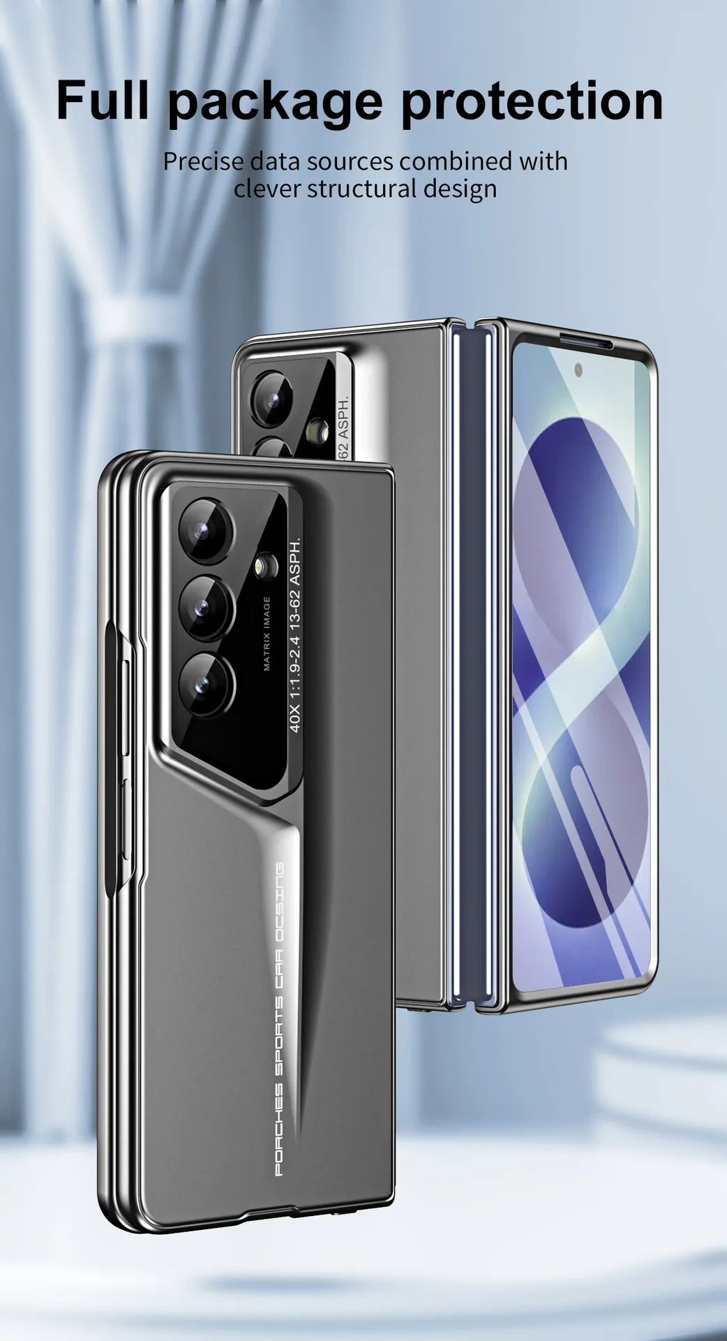 Compatible with Samsung Zfold 8 Ultra phone case, FOLD8 foldable screen protector, Porsche design, integrated shockproof case
