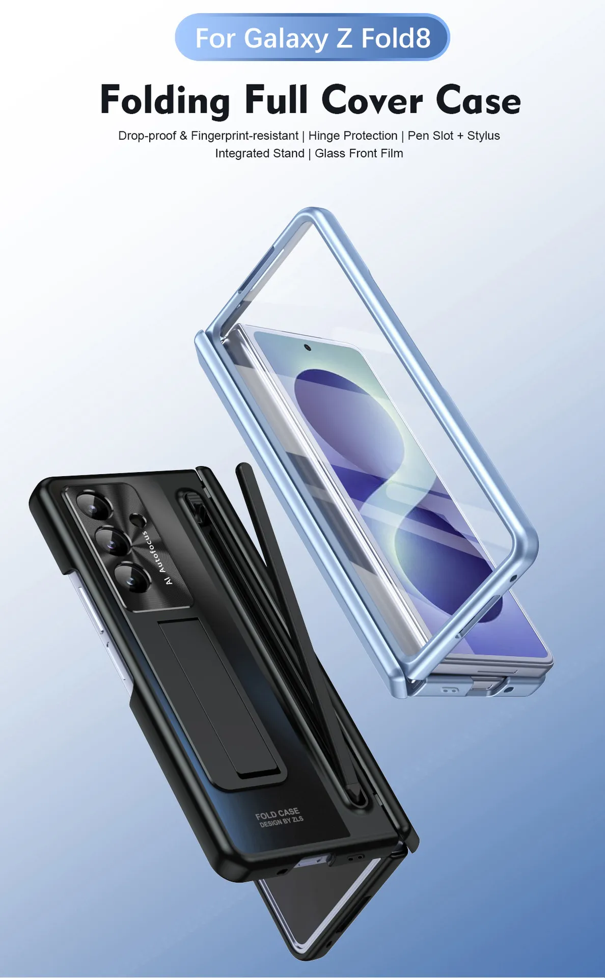 Compatible with Samsung Zfold8 Ultra phone case, official pen-slot case, integrated full-coverage anti-drop case.