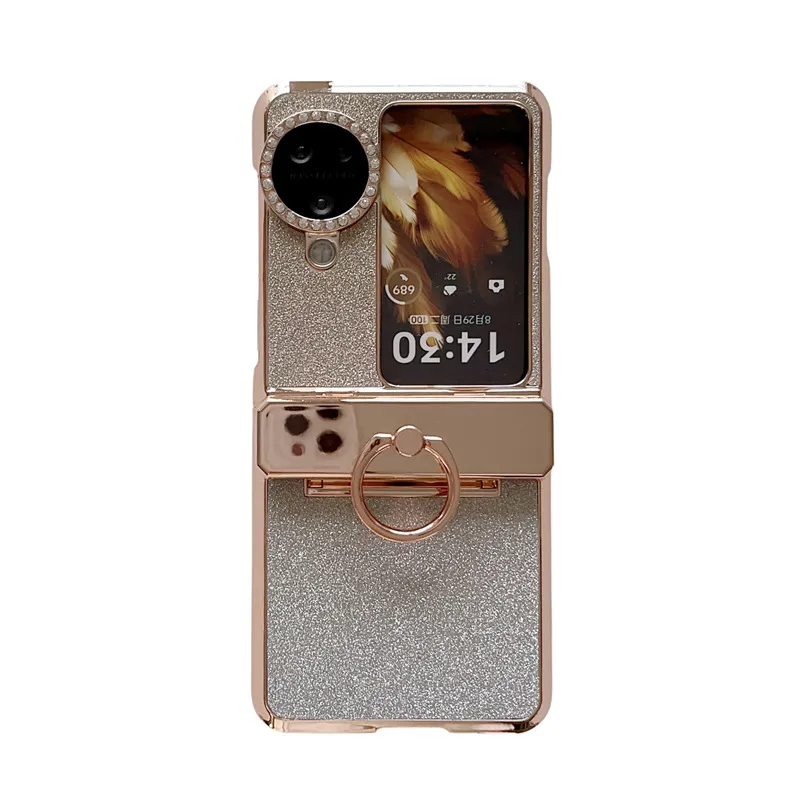 Suitable for OPPO Find N3 Flip phone case with vegan leather hinge and N3FLIP diamond lens shockproof protective case