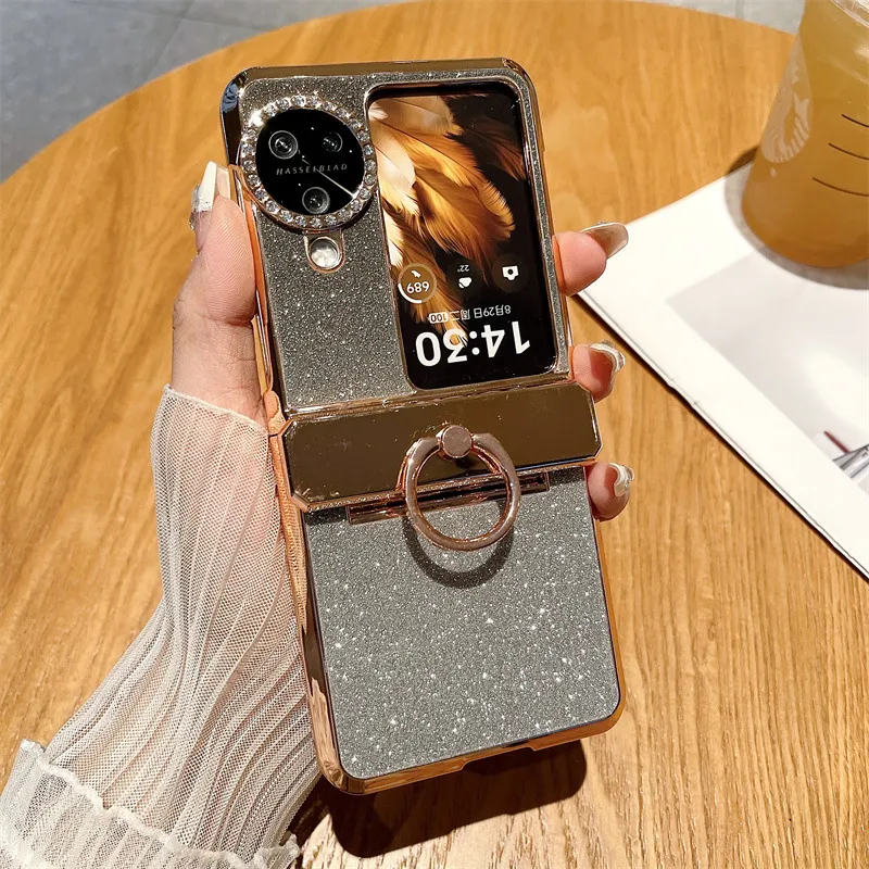 Suitable for OPPO Find N3 Flip phone case with vegan leather hinge and N3FLIP diamond lens shockproof protective case