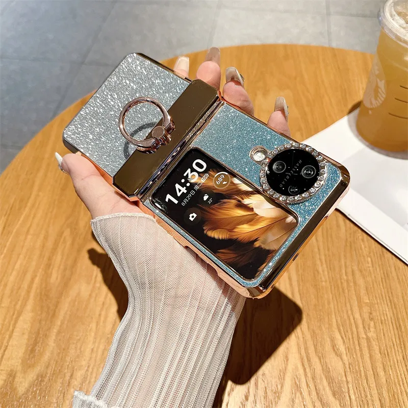 Suitable for OPPO Find N3 Flip phone case with vegan leather hinge and N3FLIP diamond lens shockproof protective case