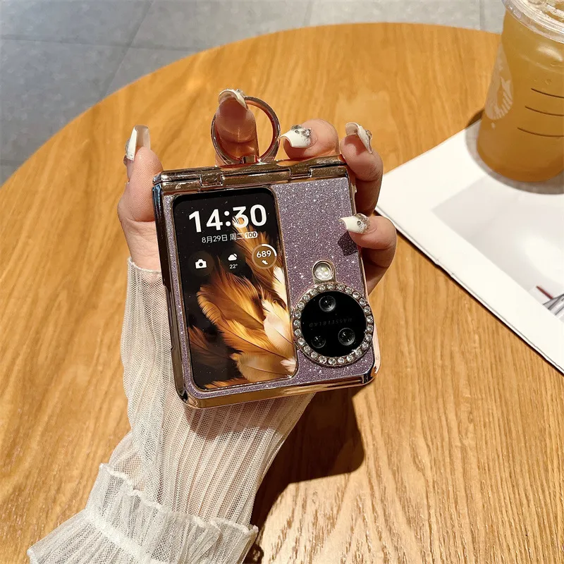Suitable for OPPO Find N3 Flip phone case with vegan leather hinge and N3FLIP diamond lens shockproof protective case