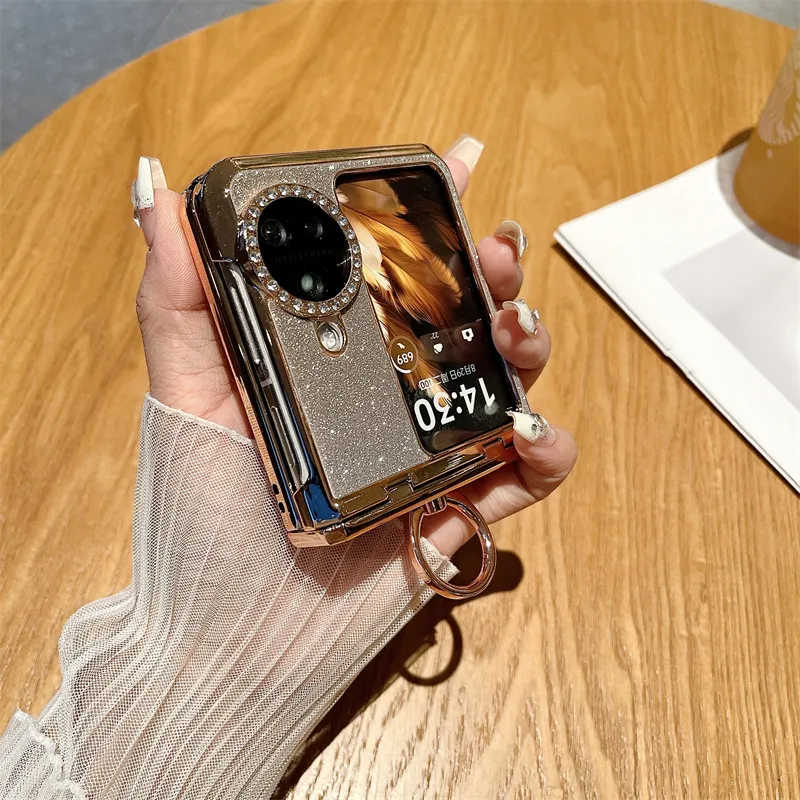 Suitable for OPPO Find N3 Flip phone case with vegan leather hinge and N3FLIP diamond lens shockproof protective case