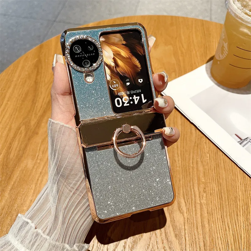 Suitable for OPPO Find N3 Flip phone case with vegan leather hinge and N3FLIP diamond lens shockproof protective case