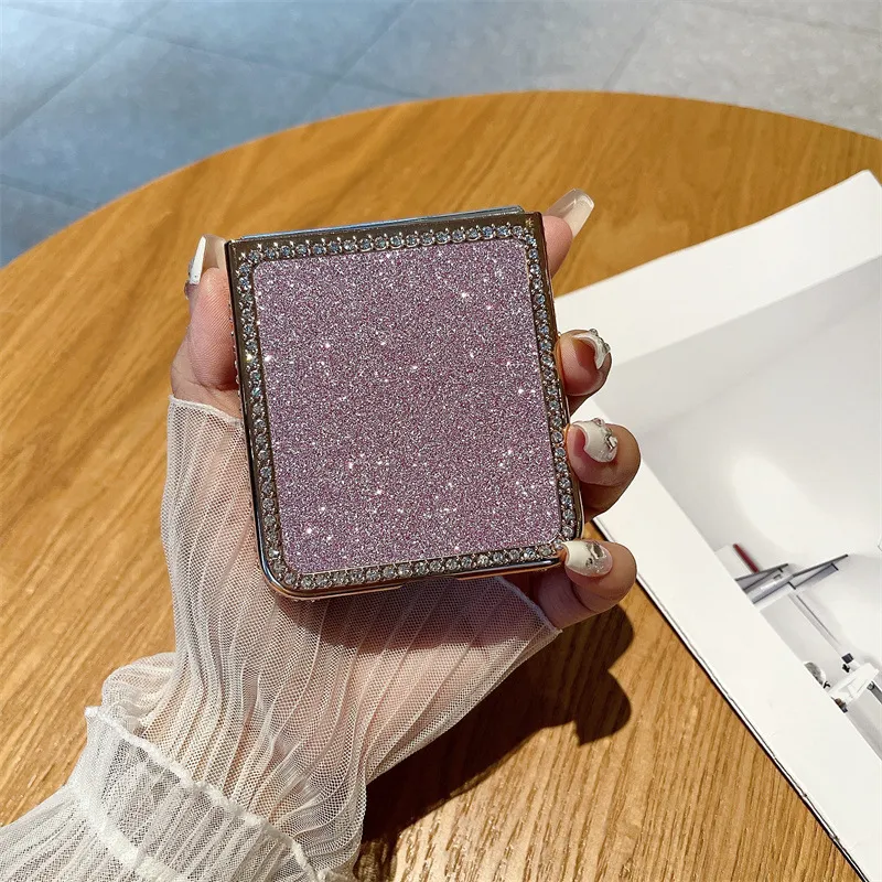 Compatible with Samsung ZFlip 7FE phone case, ZFLIP 6 foldable screen diamond glitter full-coverage drop-proof protective leather case