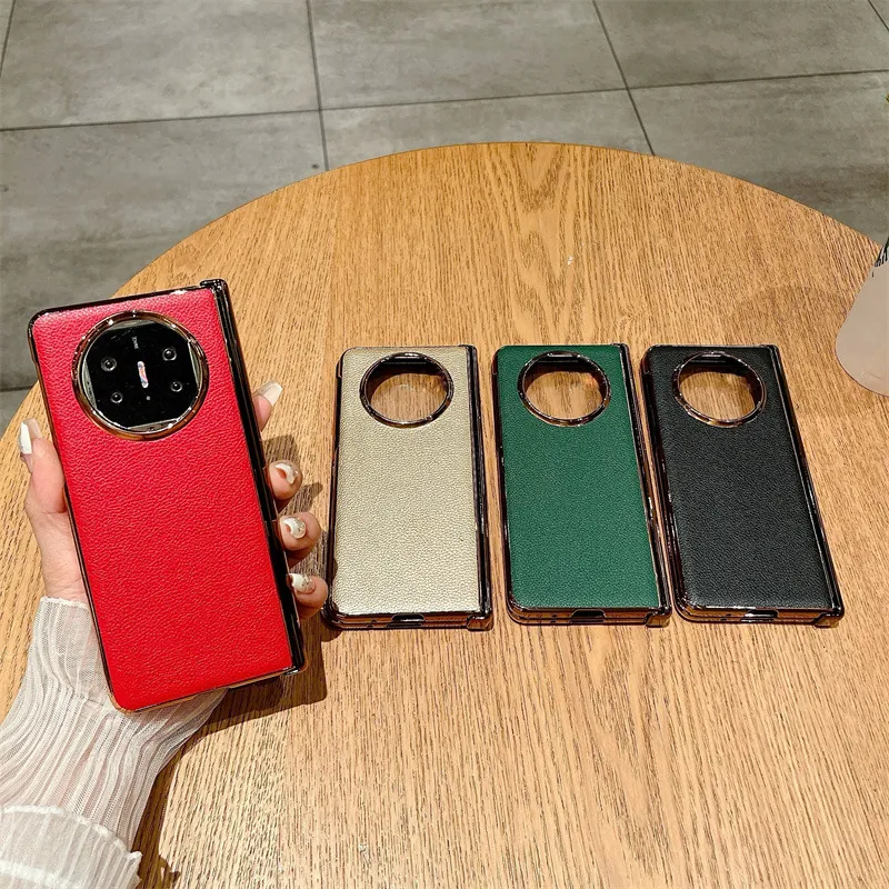 Compatible with Huawei Mate X5 phone case, MATE X3 foldable screen, light luxury electroplated leather hinge, drop-proof protective case