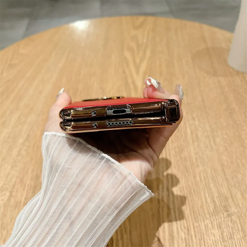 Compatible with Huawei Mate X5 phone case, MATE X3 foldable screen, light luxury electroplated leather hinge, drop-proof protective case