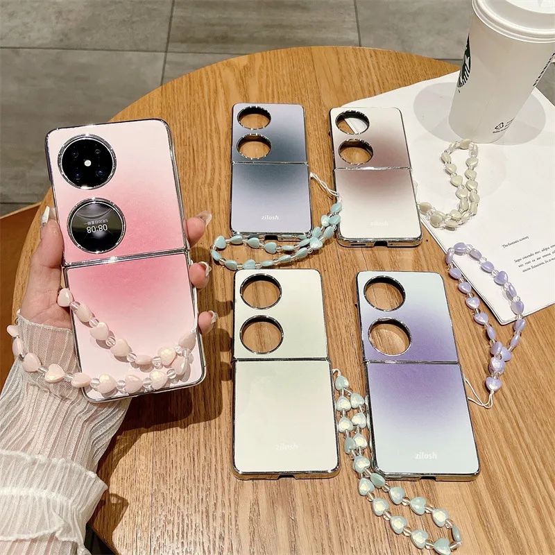 Huawei Pocket 2 Phone Case, P50 Treasure Box Foldable Screen Protective Leather Case, Gradient Leather, 5G, Drop-Proof