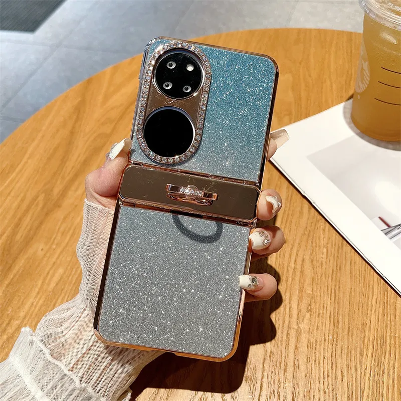 Huawei P50 Pocket Phone Case, P50 Foldable Screen Protector, Glitter, Vegan Leather, Hinge, Full Coverage, Drop Protection