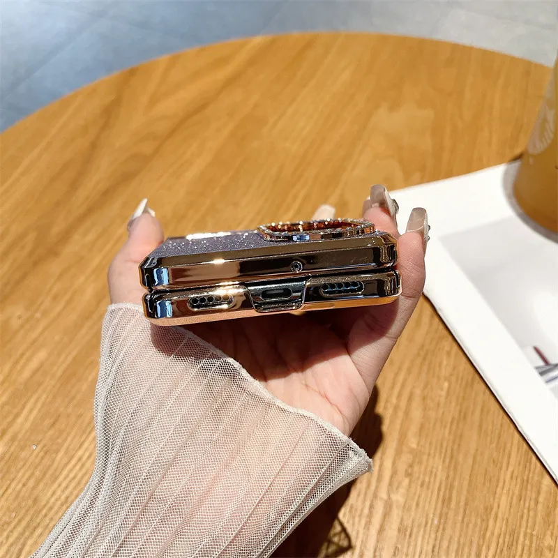Huawei P50 Pocket Phone Case, P50 Foldable Screen Protector, Glitter, Vegan Leather, Hinge, Full Coverage, Drop Protection