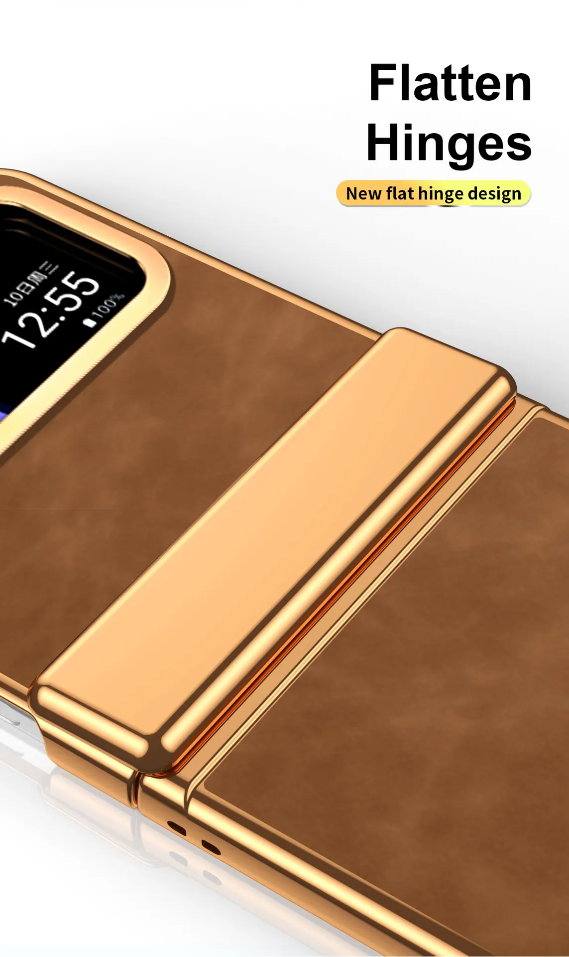 Compatible with Samsung Flip 5 phone case, FLIP4 foldable screen, light luxury pure color leather, thin and light drop-proof protective case.