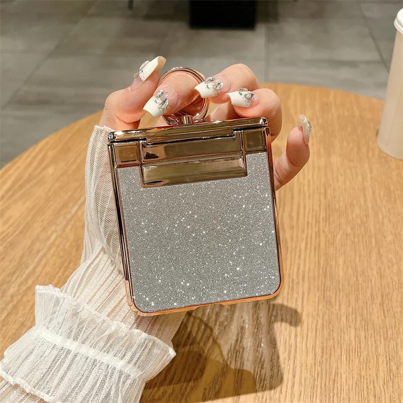 Compatible with vivo Xflip phone case, foldable screen, glitter belt, rhinestone hinge, 5G full-coverage anti-drop leather case
