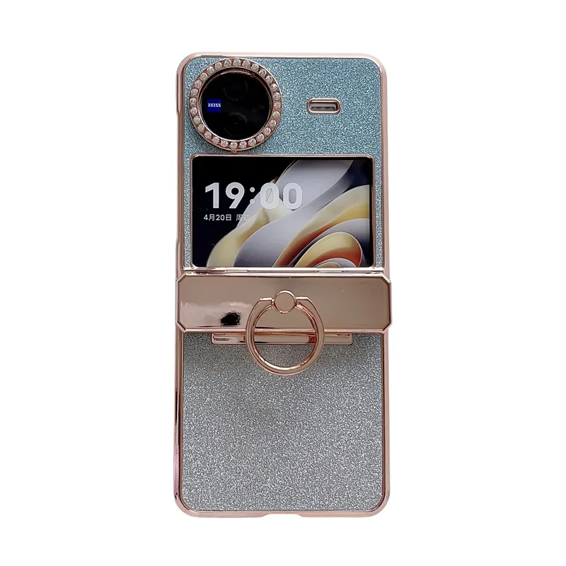 Compatible with vivo Xflip phone case, foldable screen, glitter belt, rhinestone hinge, 5G full-coverage anti-drop leather case