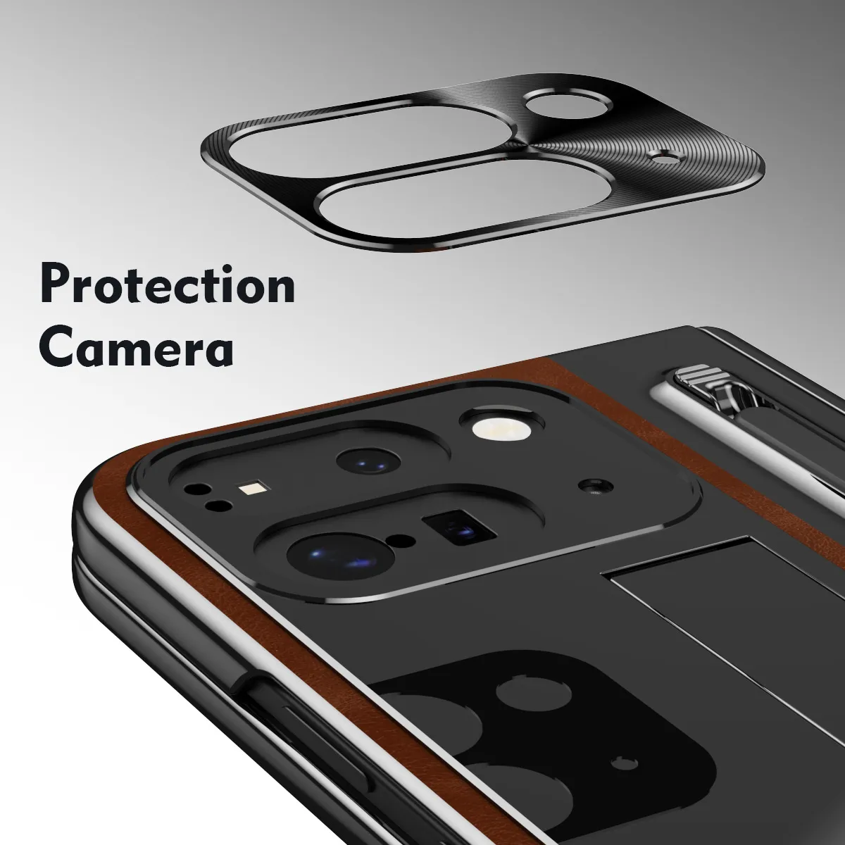 Compatible with Google Pixel 9 Pro phone case, featuring a leather hinge and full-coverage drop protection.