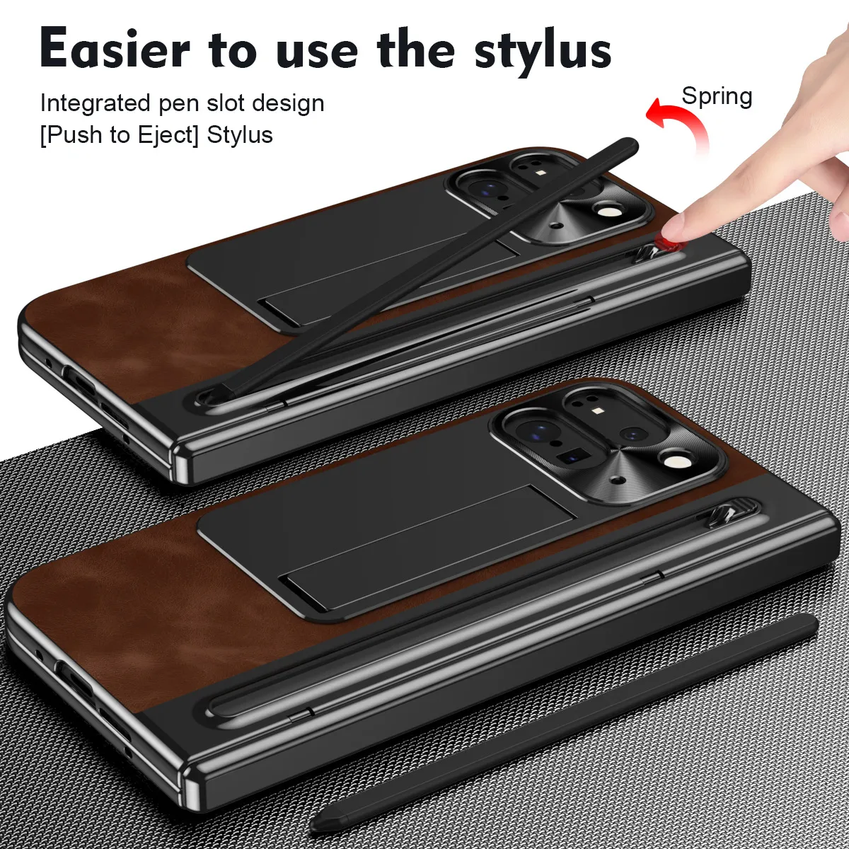 Compatible with Google Pixel 9 Pro phone case, featuring a leather hinge and full-coverage drop protection.