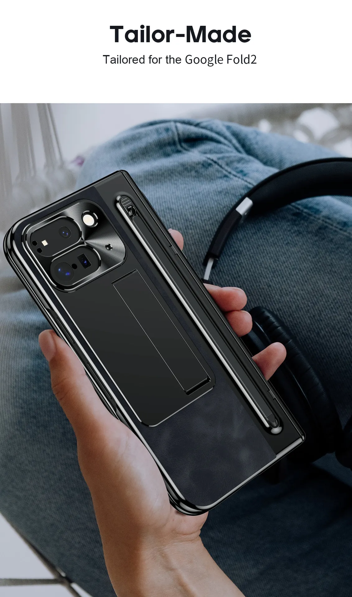 Compatible with Google Pixel 9 Pro phone case, featuring a leather hinge and full-coverage drop protection.