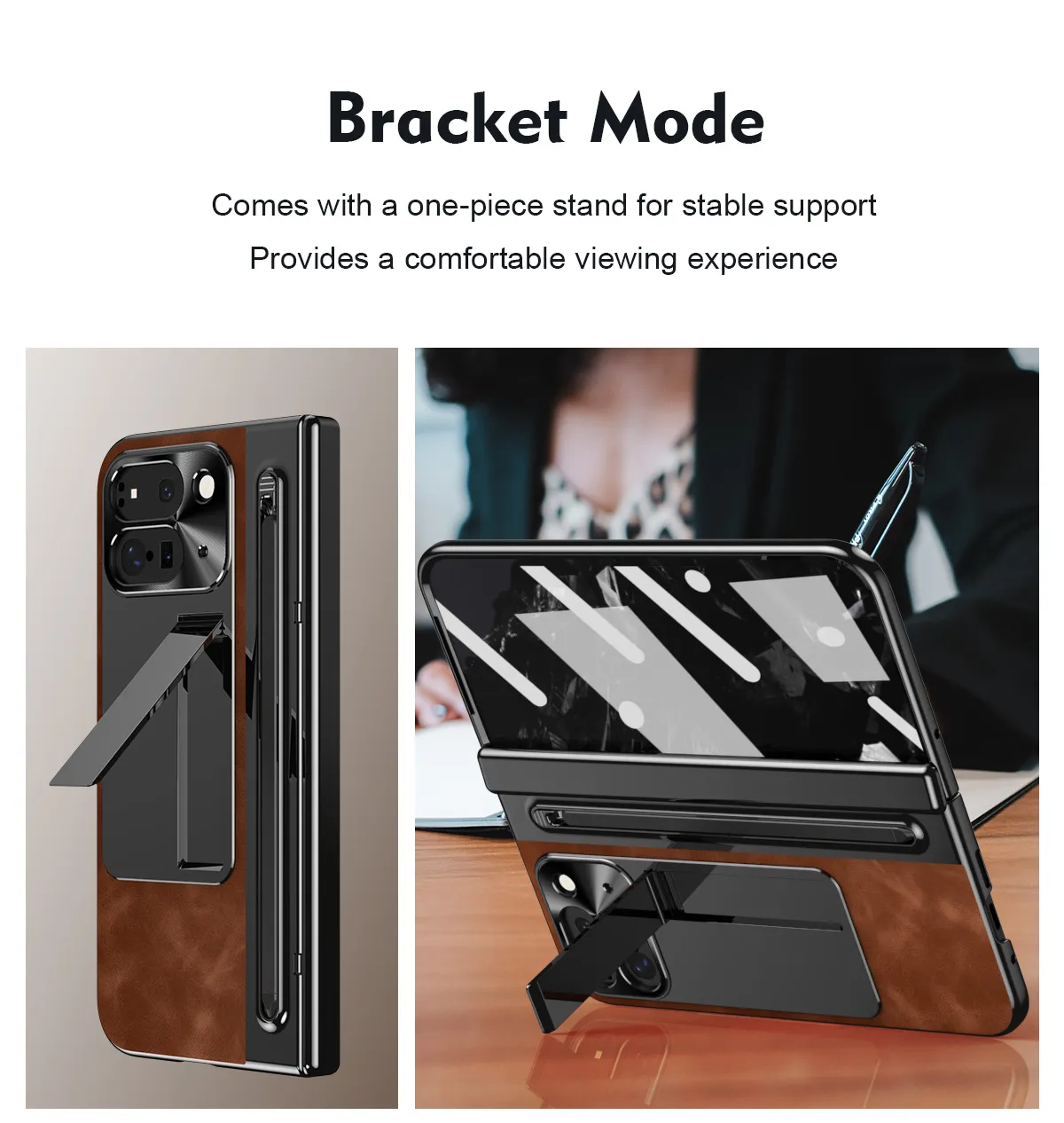 Compatible with Google Pixel 9 Pro phone case, featuring a leather hinge and full-coverage drop protection.