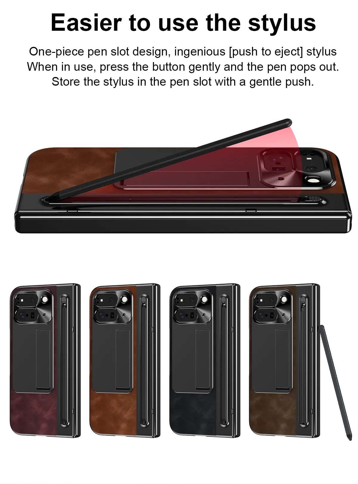 Compatible with Google Pixel 9 Pro phone case, featuring a leather hinge and full-coverage drop protection.