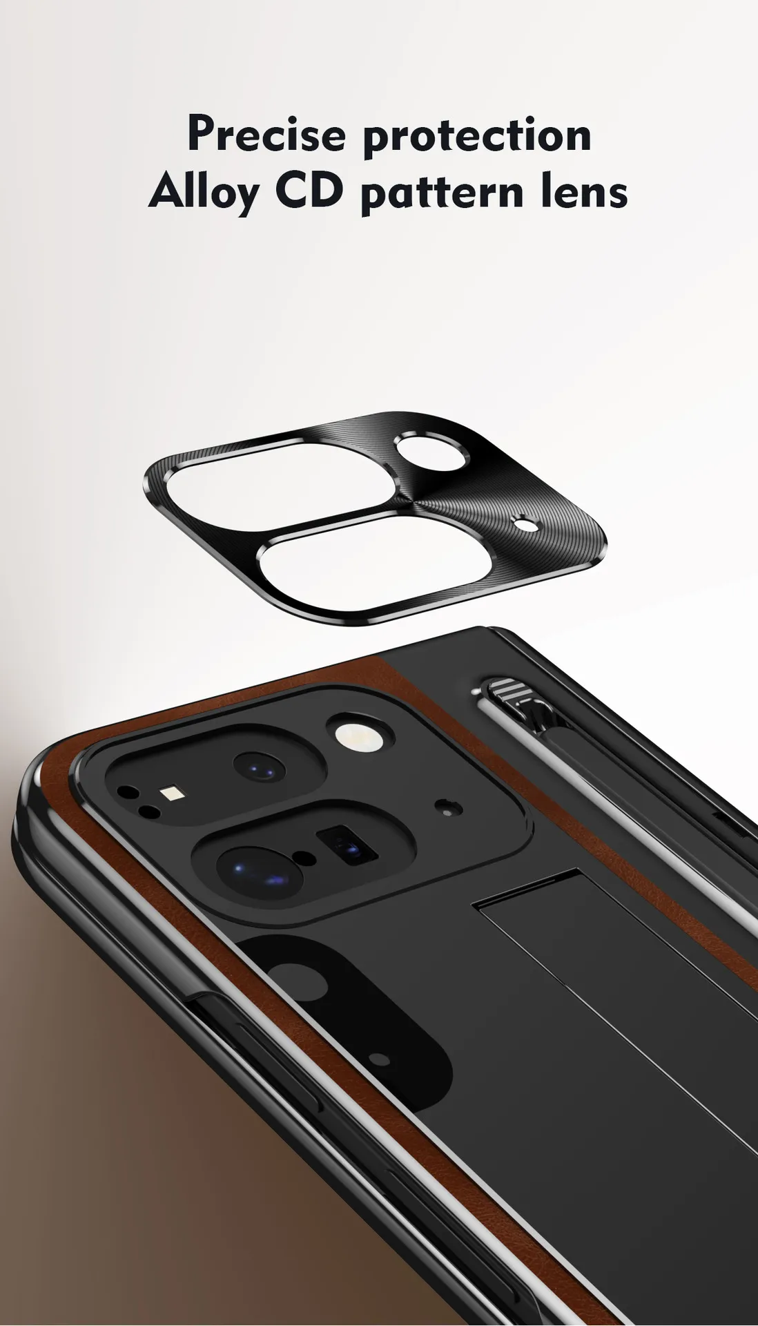 Compatible with Google Pixel 9 Pro phone case, featuring a leather hinge and full-coverage drop protection.