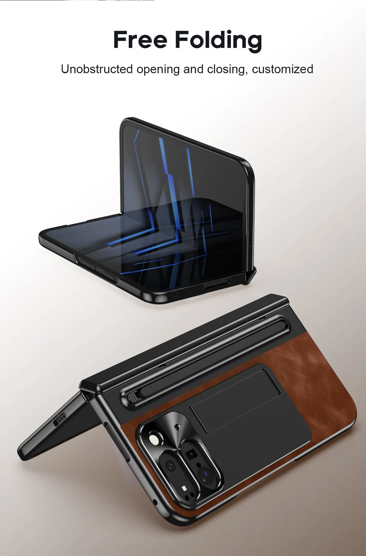 Compatible with Google Pixel 9 Pro phone case, featuring a leather hinge and full-coverage drop protection.