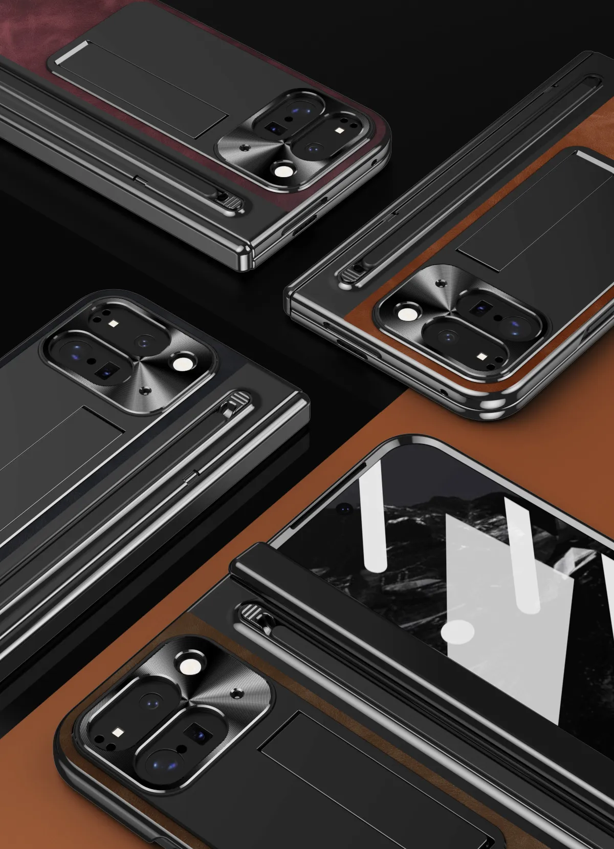 Compatible with Google Pixel 9 Pro phone case, featuring a leather hinge and full-coverage drop protection.