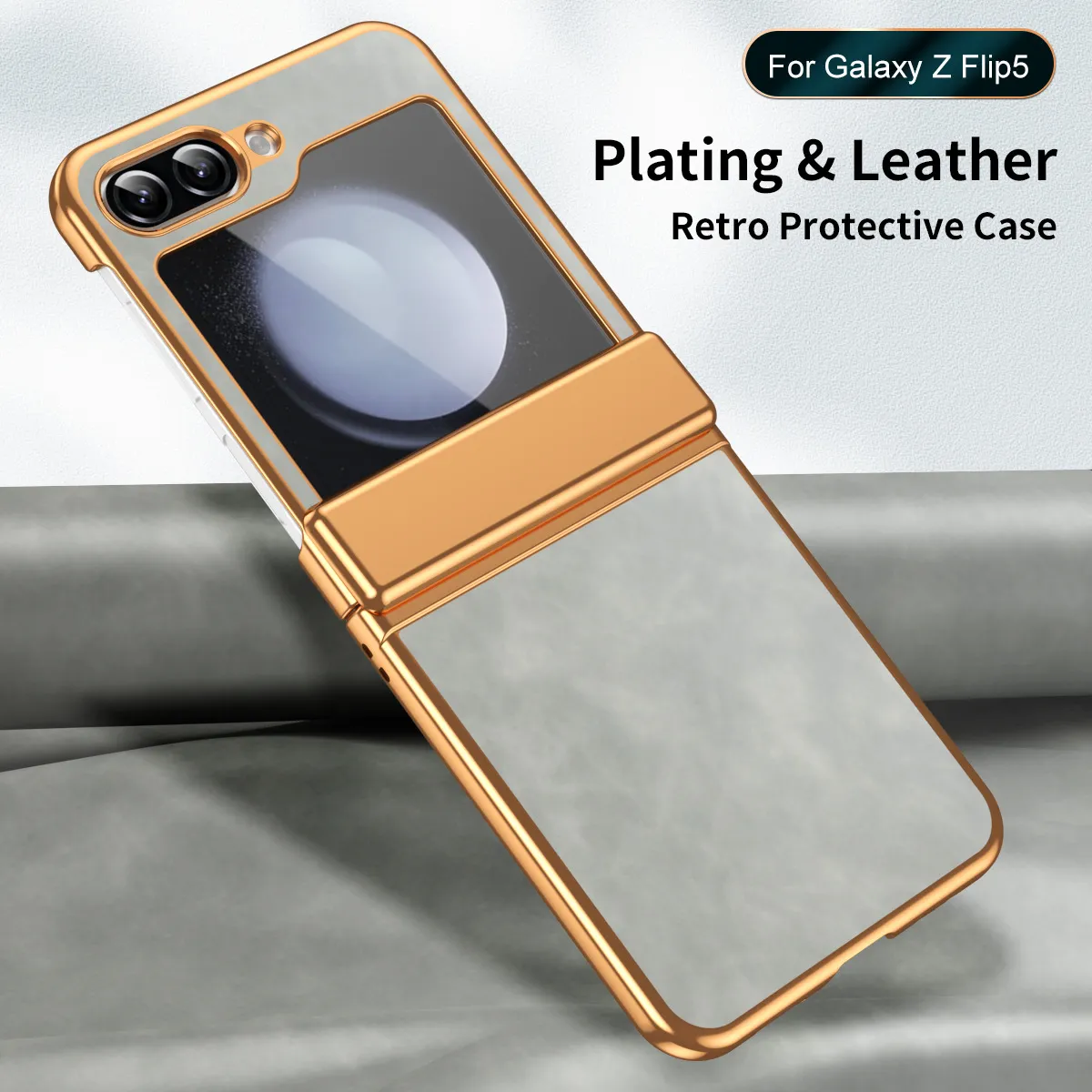 Compatible with Samsung Flip 7FE phone case, FLIP 6 foldable screen, light luxury pure color leather, thin and light drop-proof protective case