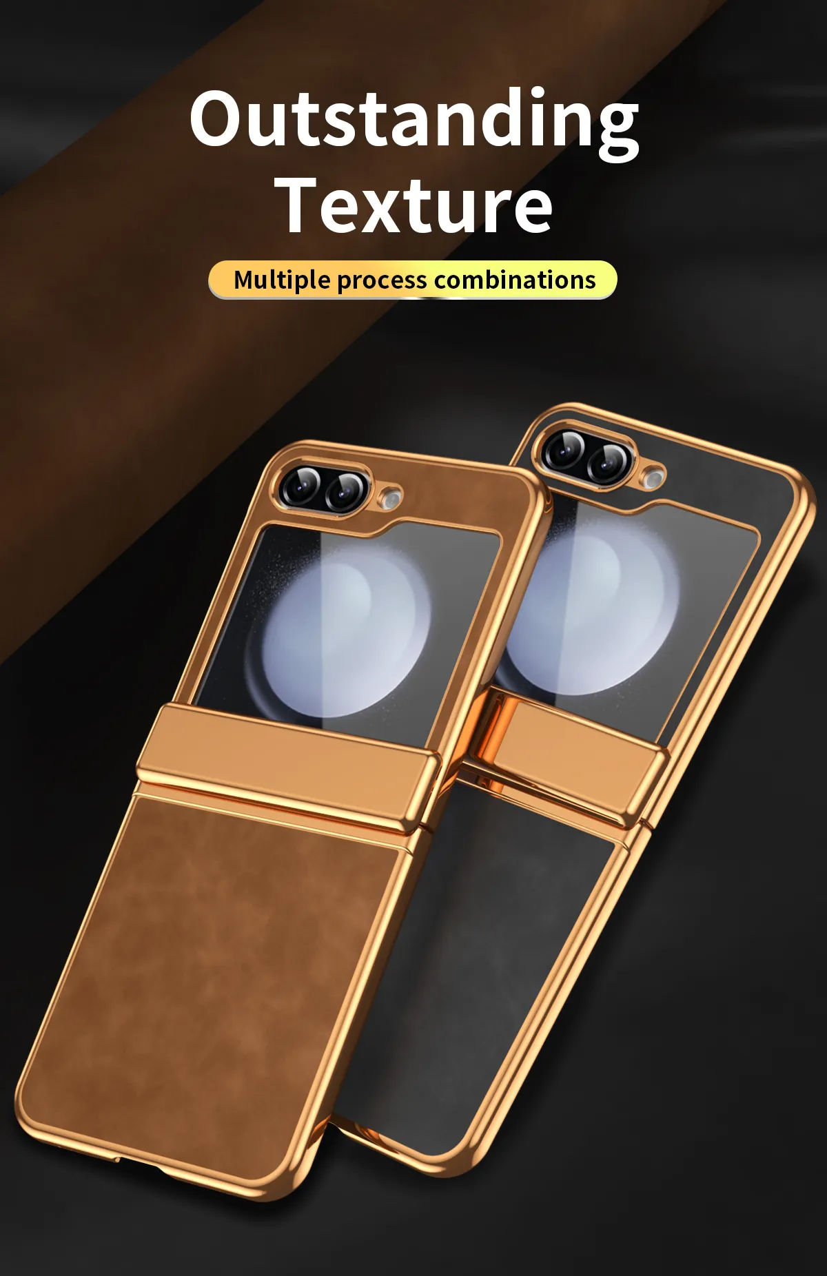 Compatible with Samsung Flip 7FE phone case, FLIP 6 foldable screen, light luxury pure color leather, thin and light drop-proof protective case