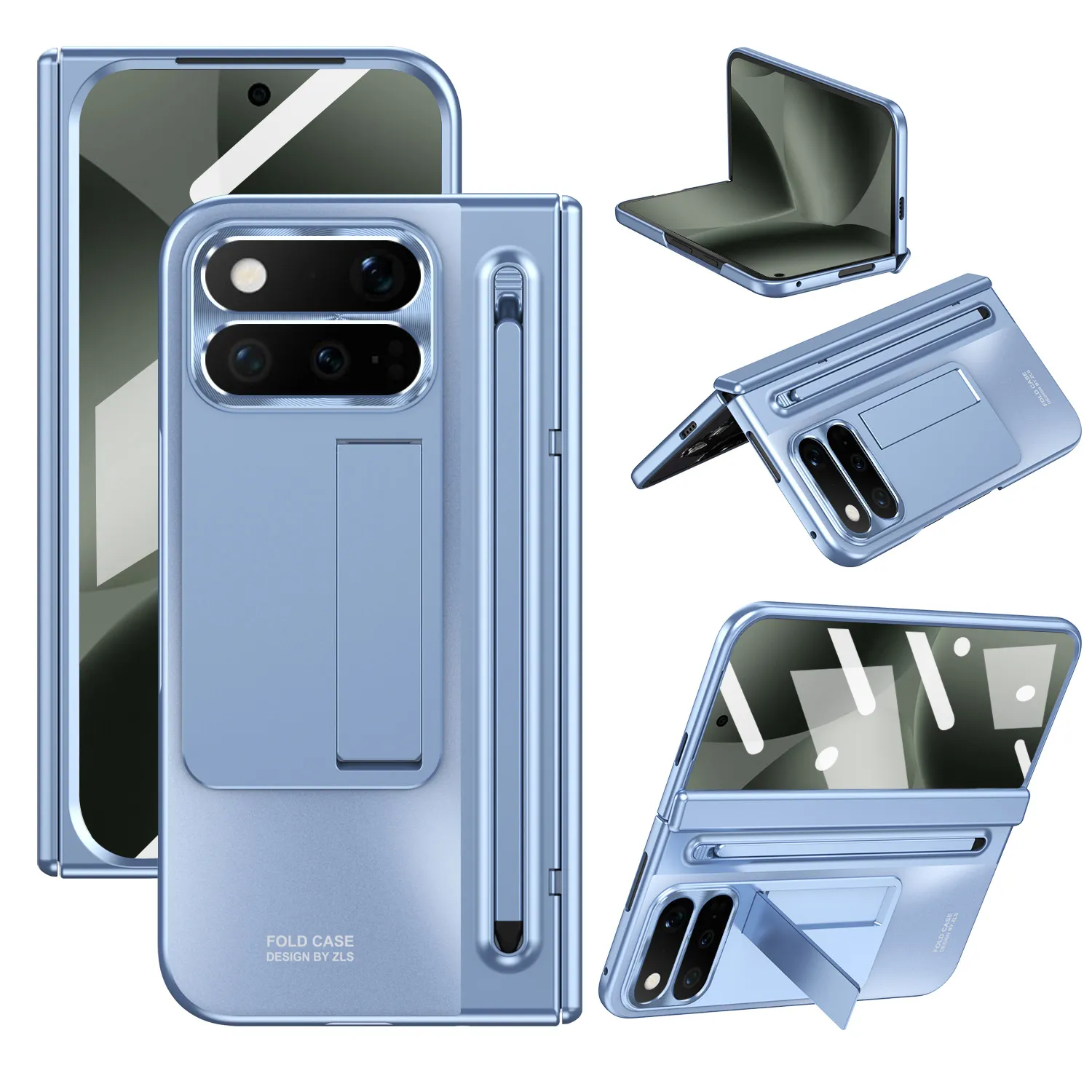 Compatible with Google Pixel 11 Pro phone case; Pixel 9 Pro folding electroplated hinge for full-coverage drop protection.