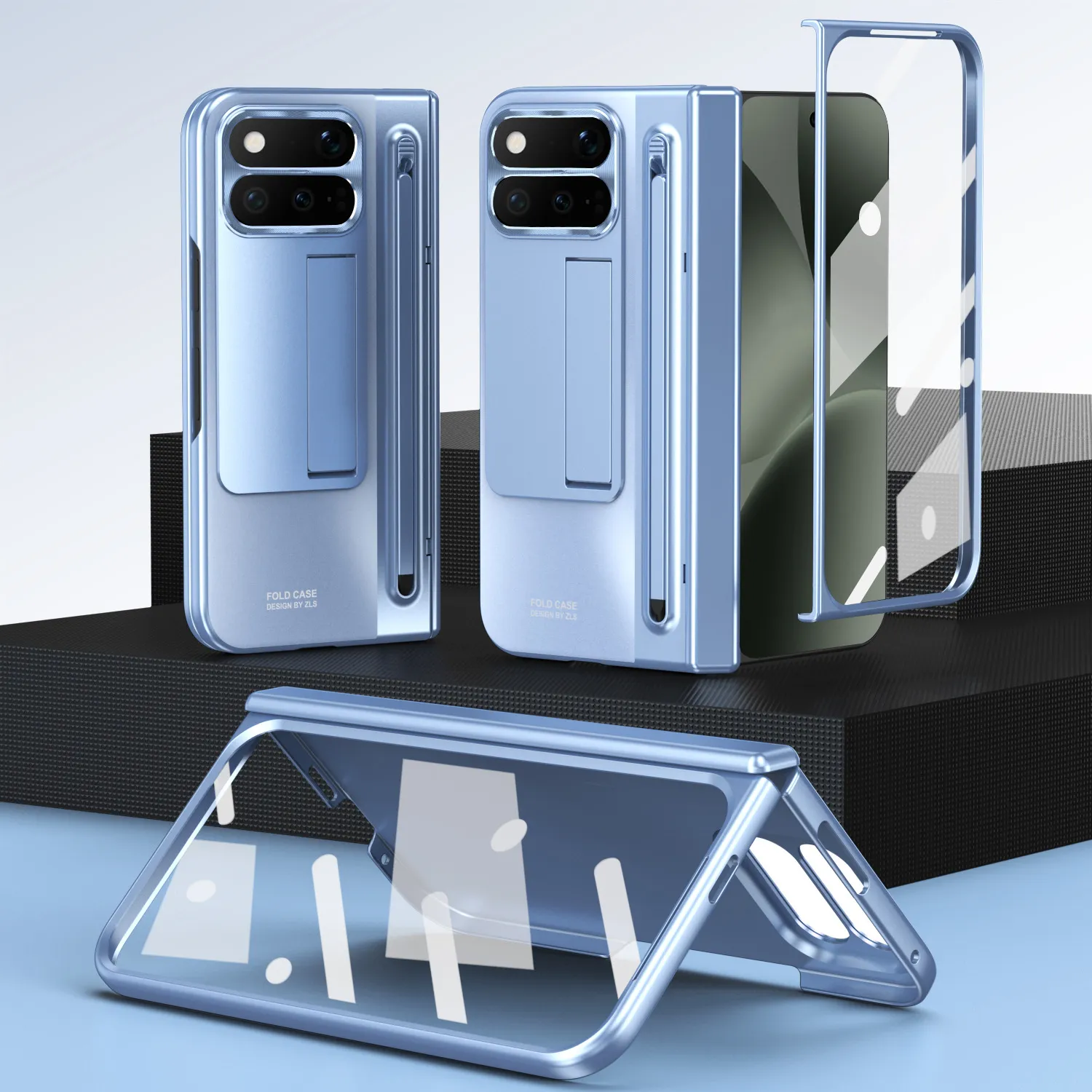 Compatible with Google Pixel 11 Pro phone case; Pixel 9 Pro folding electroplated hinge for full-coverage drop protection.