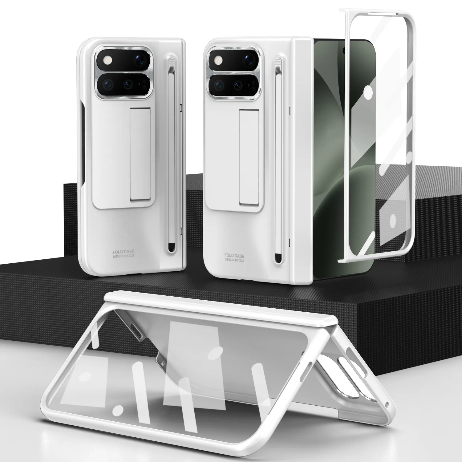 Compatible with Google Pixel 11 Pro phone case; Pixel 9 Pro folding electroplated hinge for full-coverage drop protection.