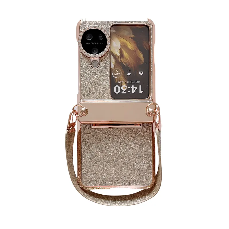 Suitable for OPPO Find N3 Flip phone case, vegan leather hinge, N2FLIP carrying wrist strap, drop-proof protective case